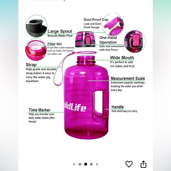 New buildlife pink purple gallon water bottle - Picture 4 of 10